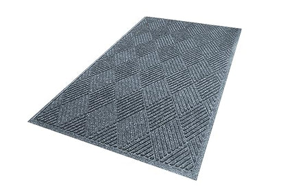 WaterHog Diamond | Commercial-Grade Entrance Mat with Rubber Border – Indoor/Outdoor, Quick Drying, Stain Resistant Door Mat (Bluestone, 3&