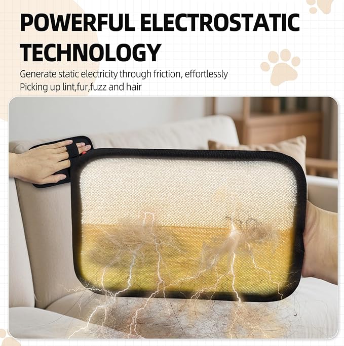 Pet Hair Remover, Reusable Electrostatic Pet Hair Remover Gloves – Double-Sided Grooming &amp; Deshedding Gloves for Cats &amp; Dogs, Pet Fur Removal for Furniture, Carpet, Couch &amp; Clothing -2 PCS
