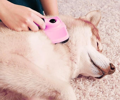 3-in 1 Dog &amp; Cat Grooming Supplies- Self-cleaning Slicker Brush, Deshedding Rake Comb, And Finger Toothbrush For Dogs &amp; Cats | Perfect For Pet Grooming Kit, Dematting And Dental Tool (pink)