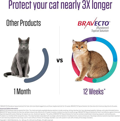 BRAVECTO Topical Solution for Cats, Flea &amp; Tick, 12 Week Supply, >6.2-13.8 lbs., Blue Box