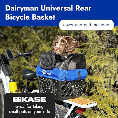 BiKASE Durable Dog Bike Basket &amp; Carrier, Rear Mount Pet Basket for Bikes with Super Comfort Mat and Cover, Ideal for Small Dogs and Cats up to 12 lbs