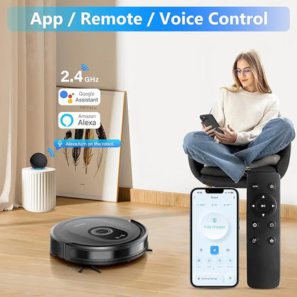 Tikom Robot Vacuum and Mop Combo, 5000Pa Robotic Vacuum Cleaner, 150 Min Max, App &amp; Remote Control, Ideal for Hard Floor, Carpet, Pet Hair, Self-Charge(G8000 Max)