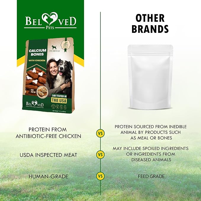 Beloved Pets Dog Treats, Calcium Bones Wrapped Chicken &amp; Rawhide Free Chew 11Oz - Pet Healthy Dried Snacks &amp; Grain Free Meat - Bulk Best Chews for Christmas, Training Small &amp; Large Dogs - Made for USA