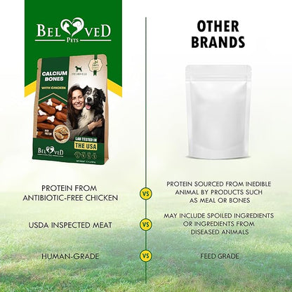 Beloved Pets Dog Treats, Calcium Bones Wrapped Chicken &amp; Rawhide Free Chew 11Oz - Pet Healthy Dried Snacks &amp; Grain Free Meat - Bulk Best Chews for Christmas, Training Small &amp; Large Dogs - Made for USA
