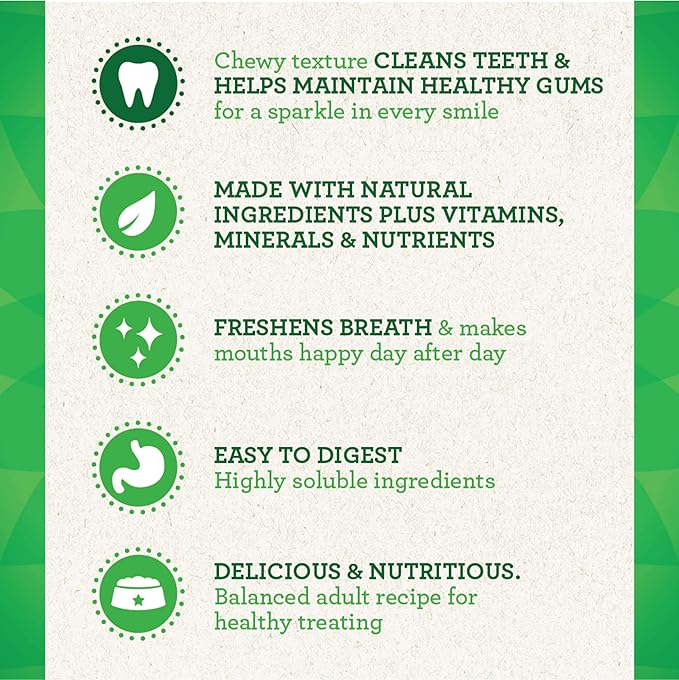 Greenies Original Teenie Natural Dental Care Dog Treats, 3 oz. Pack (11 Treats) (Pack of 2)