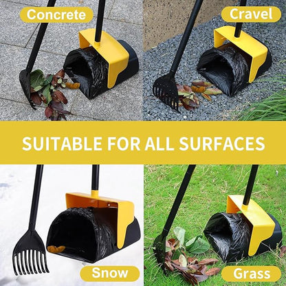 Pooper Scooper Large Swivel Bin &amp; Rake with 160 Waste Bags,Heavy Duty Dog Pooper Scooper with Bag Attachment for Large Small Dogs, Long Handle Poop Scooper with Lid for Yard, Grass, Gravel (Yellow)