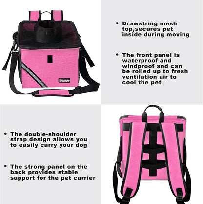 Pet Carrier Bicycle Basket Bag Pet Carrier/Booster Backpack for Dogs and Cats with Big Side Pockets,Comfy &amp; Padded Shoulder Strap,Travel with Your Pet Safety（Pink Carnation）