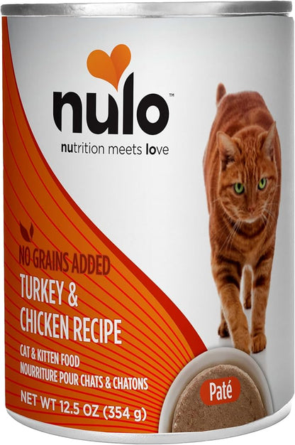 Nulo Turkey &amp; Chicken Recipe Pate Wet Canned Cat Food, 12.5 Ounce (Pack of 12)