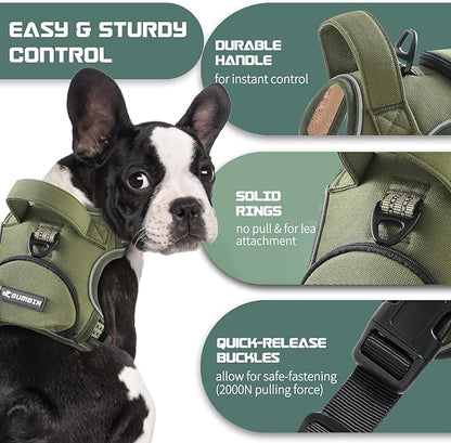 No Pull Dog Harness for Large Dogs, Adjustable No Choke Pet Vest with Dog Leash Fit Smart Reflective Pet Walking Harness for Training Easy Control Soft Handle Green XL