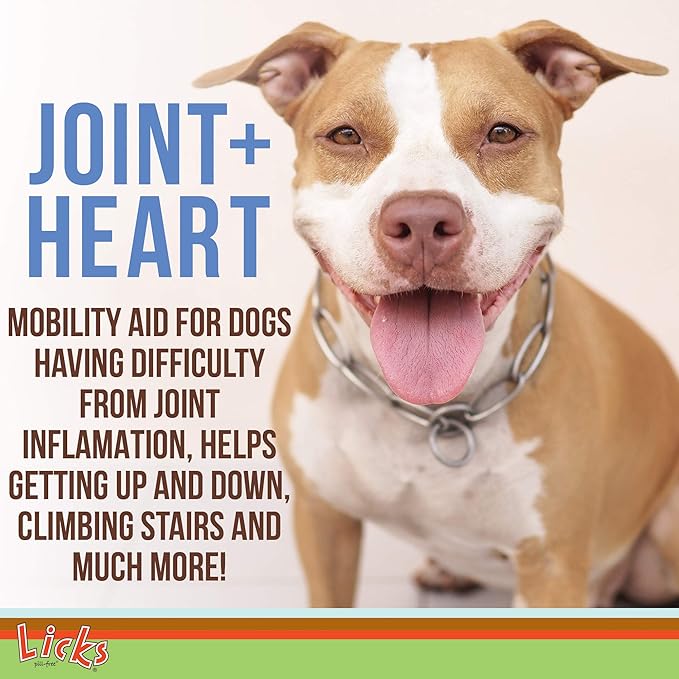 Licks Pill-Free Dog Joint and Heart - Glucosamine &amp; Omega 3 Fish Oil Supplement for Dogs - Inflammation Supplements for Joint Support - Gel Packets - 30 Use