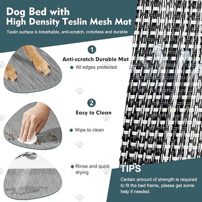 Upgraded Elevated Dog Bed with Canopy, Portable Raised Outdoor Dog Bed with Stable Anti-Slip Feet, Wider Shade Pet Bed Cot, Raised Dog Beds for Large Dogs Camping, Indoor &amp; Outdoor Use