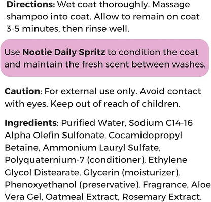 Nootie - Pet Shampoo for Sensitive Skin - Revitalizes Dry Skin &amp; Coat - Natural Ingredients - Gentle Dog Shampoo - Cleans &amp; Conditions
