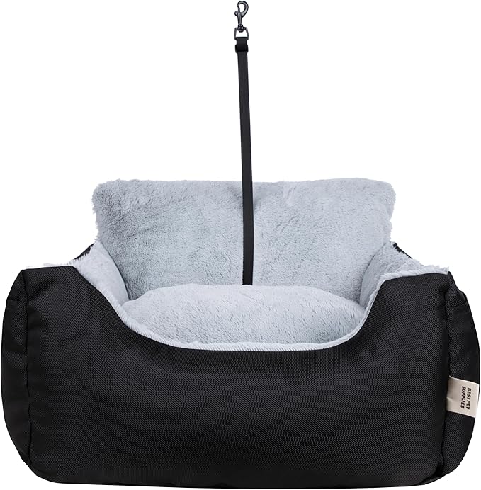 Best Pet Supplies Dog Pet Booster Seat, Dog Car Seats for Small Dogs &amp; Medium Dogs, Soft Plush Cushion with Comfortable Bedding, Secure Straps, and Tall Pillow, Black