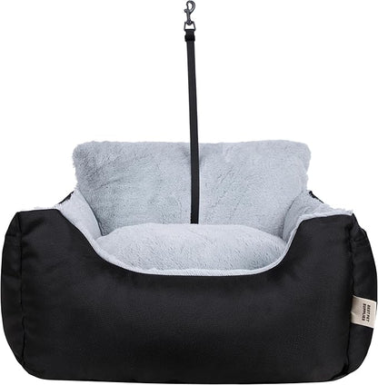 Best Pet Supplies Dog Pet Booster Seat, Dog Car Seats for Small Dogs &amp; Medium Dogs, Soft Plush Cushion with Comfortable Bedding, Secure Straps, and Tall Pillow, Black