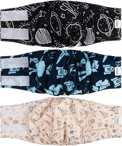CuteBone Male Washable Dog Diapers Belly Bands 3pcs a Pack DM05M