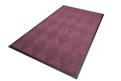 M+A Matting WaterHog Diamond | Commercial-Grade Entrance Mat with Rubber Border – Indoor/Outdoor, Quick Drying, Stain Resistant Door Mat (Bordeaux, 3&