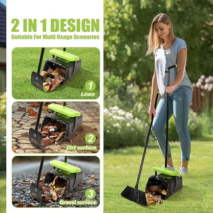 Pooper Scooper Swivel Bin &amp; Rake Kit with 35 Bags – 46" Long Handle Heavy Duty Dog Poop Scooper with Bag Attachment, Yard Pet Waste Cleanup Tool for Large Medium Small Dogs
