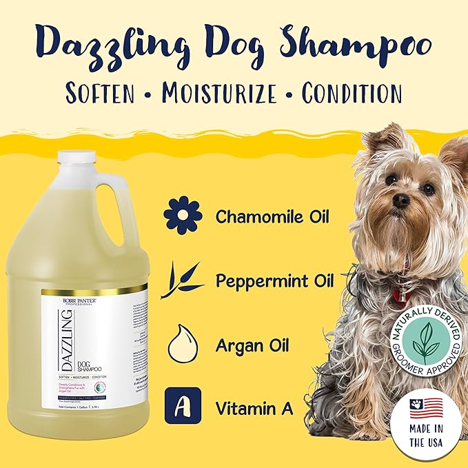 Bobbi Panter Dog Shampoo and Conditioner - Made in USA - All Natural 2-in-1 Formula for Nourish, Detangle &amp; Reduce Shedding - Concentrated 10:1 for Professional Groomers - Pear Scent, 1 Gallon