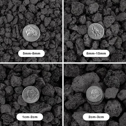 Mr. Fireglass 10 Pounds Black Natural Lava Rock for Indoor Outdoor Gas Fire Pits Fireplaces &amp; Barbecue Grills | Volcanic Lava Stones for Decorating Garden Landscaping, Potted Plants, 0.3"-0.6"