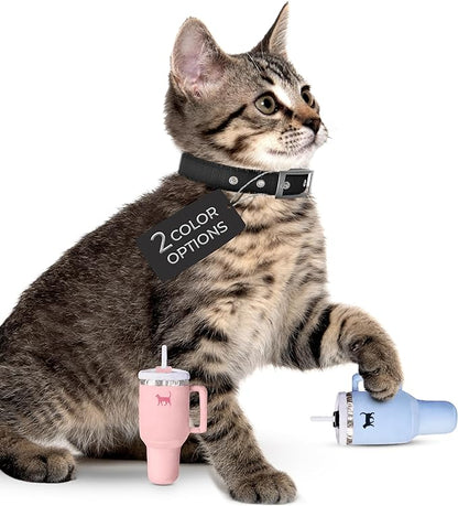 Kitty Cup Tumbler Cat Toy – Funny Cat Birthday Gifts with Catnip &amp; Crinkle Paper, Cute Girl Kitten Toys (Chambray Blue)