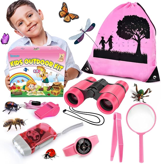 Kids Explorer Kit &amp; Bug Catcher Kit, Camping Gear for Kids, Outdoor Exploration Set with Backpack &amp; Binoculars, Ideal Outdoor Adventure Toys for Boys Girls 3-12