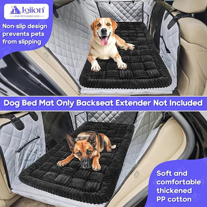 Dog Car Bed Mat, Non-Slip Backseat Extender Pet Blanket, Plaid Dog Bed for Trucks, Sedans &amp; Large SUVs, Chew-Resistant Travel Pad for Dogs, Easy Clean &amp; Scratch-Proof &amp; Comfort (56"x28.7") Black