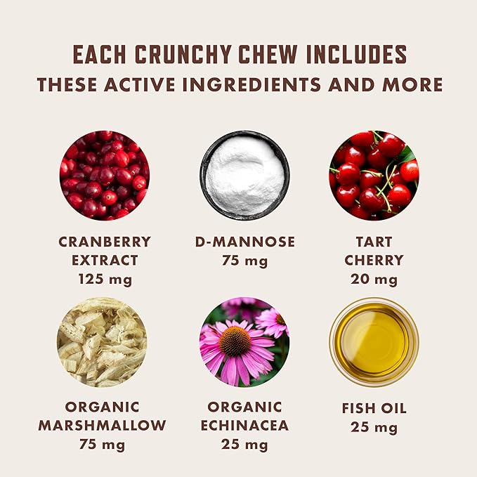 Rocco &amp; Roxie Cat Urinary Tract Health Supplement, Cranberry and D-Mannose for Kidney, Bladder, and UT Support, Vet Recommended Chicken Flavored Crunchy Chews Cats Love, Made in USA