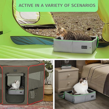 PETSFIT Travel &amp; Portable Cat Litter Box - Leak-Proof, Waterproof Bottom, Collapsible Litter Boxes Perfect for Hotel/Lawn/Car Travel