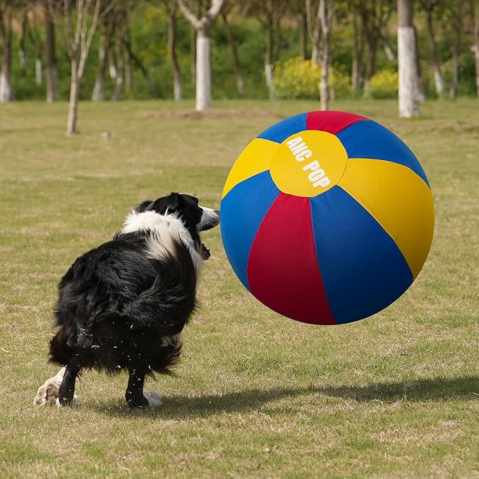 Herding Ball for Dogs Horse &amp; Cover 25" Ball for Horses Large with Hand Pump for Play Horse Toys for Horses Stall, Red and Blue and Yellow
