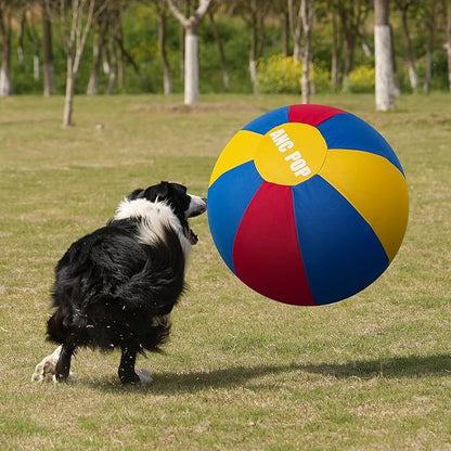 Herding Ball for Dogs Horse &amp; Cover 25" Ball for Horses Large with Hand Pump for Play Horse Toys for Horses Stall, Red and Blue and Yellow