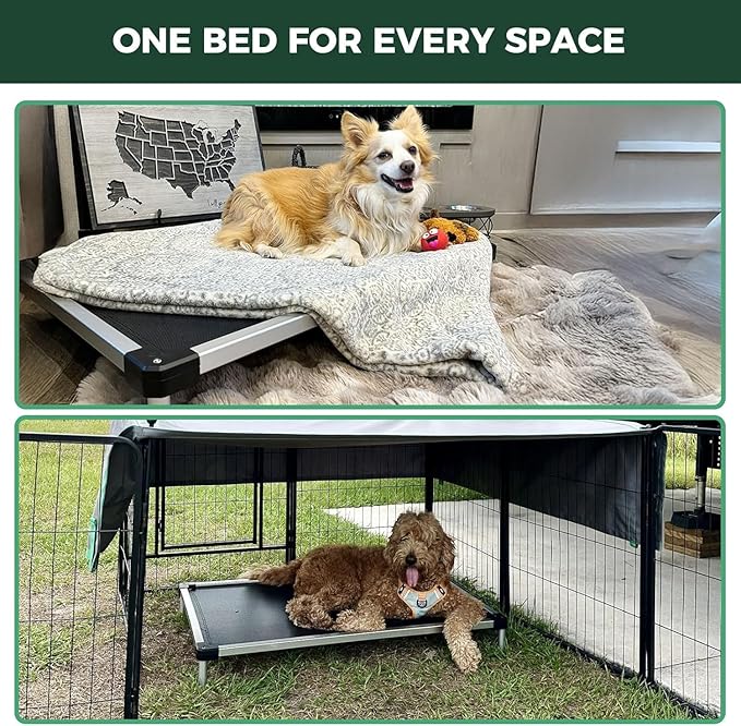 FXW TitanNest Chew-Proof Elevated Dog Bed, Raised Cot for Indoor/Outdoor/Camping Use, Durable &amp; Waterproof Cooling Pet Bed for Extra-Small Dogs, 29.0" L x 18.0" W x 4.5" H, Black