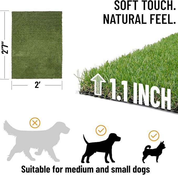 Ottomanson Artificial Grass Puppy Potty Training Pad, 2&