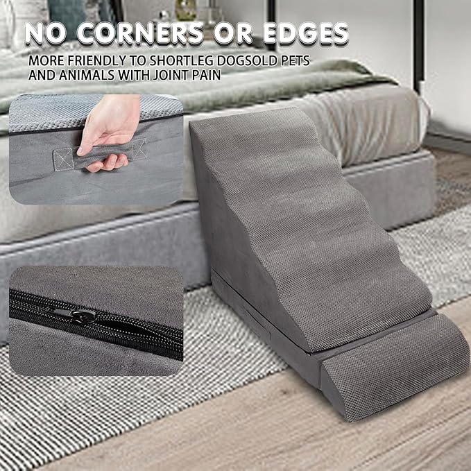 Dog Stairs &amp; Steps for High Beds 30 Inches Tall, LitaiL 6 Steps Pet Stairs/Steps for Beds 24-30inch High for Small Large Dogs, Non-Slip Dog Ramps/Ladder for Old Dogs/Cats