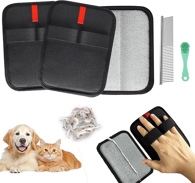 Pet Hair Removal Glove,Pet Hair Remover for Cat &amp; Dog,New Upgraded Electrostatic Gloves Pet Hair,Reusable Electro Static Pet Hair Remover Electrostatic Gloves for Furniture,Couch (2 PC Small Red)