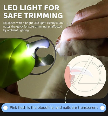 Pet Nail Clipper with Light for Cats &amp; Small Dogs Puppies, Ultra Bright LED to Illuminate Nail Bloodline to Avoid Over Cutting, Extra-Sharp and Durable Cat Claw Trimmer with Nail File (Green)