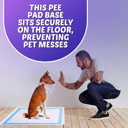TidyFriend Dog Pee Pad Holder Tray Fits for 27.5” x 44” Wee Wee Pee Pads - Stable Grip, Raised Edges, Quick-Wipe Silicone Surface Dog Potty Tray Holder for Indoor Flooring Protection (White)