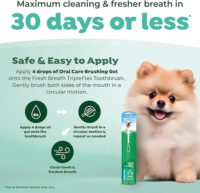 TropiClean Fresh Breath TripleFlex Toothbrush for Small &amp; Medium Dogs | 360-Degree Dog Dental Cleaning | Dog Toothbrush for Small &amp; Medium Breeds