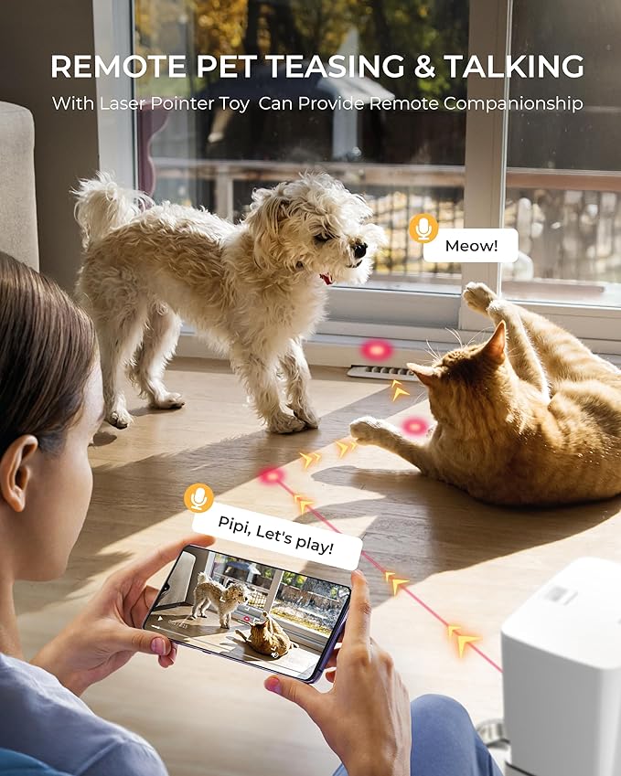 Automatic Cat Feeder with Camera, 7L Timed Dog Feeders, Adjustable Camera, 1080P HD Night Vision, Automatic Dog Feeder, 5G WiFi Cat Food Dispenser with 2-Way Audio, Low Food &amp; Motion Alerts