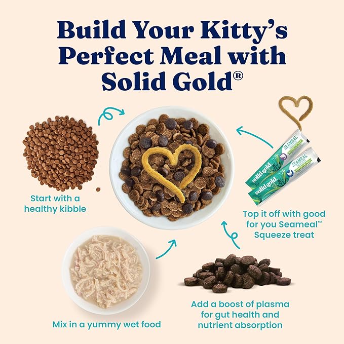 Solid Gold Wet Cat Food Shreds in Gravy - Healthy Canned Cat Food Made w/Real Chicken &amp; Mackerel Shreds, Vitamins &amp; Minerals - Grain Free &amp; Gluten Free Canned Meals for Cats &amp; Kittens - 24ct/3oz Can