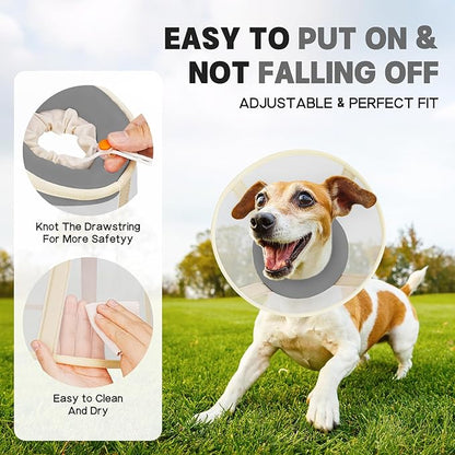 Soft Dog Cone Collar to Stop Licking-Adjustable Comfortable Mesh Recovery Collar After Surgery for Small or Miniature Dogs, Alternative to Plastic Elizabethan Collars for Neuter Incision Care (Grey,L)