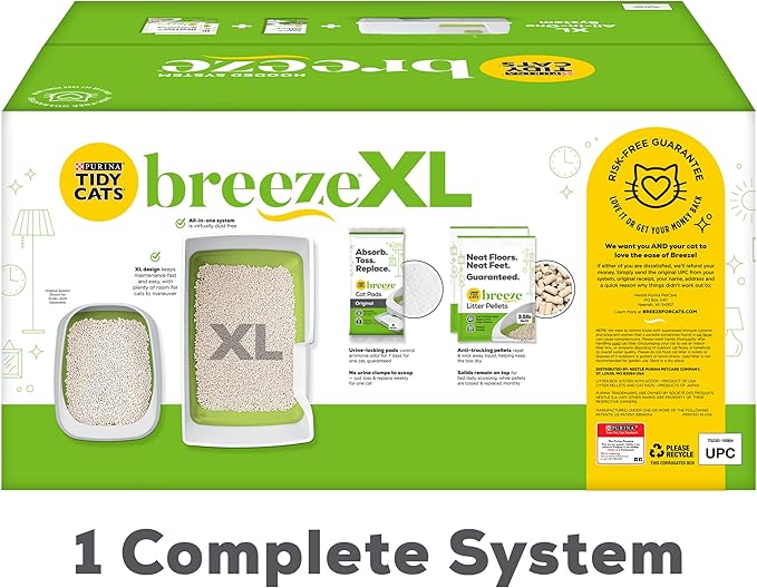 Purina Tidy Cats Non Clumping Litter System, Breeze XL All-in-One Odor Control &amp; Easy Clean Multi Cat Box - 18 lb. Box