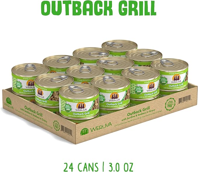 Weruva Classic Cat Food, Outback Grill with Sardine &amp; Seabass in Gravy, 3oz Can (Pack of 24)