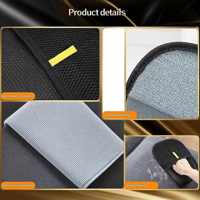 2Pcs Pet Hair Removal Gloves for Dogs and Cats, 2025 Upgraded Electrostatic Magic Hair Remover Glove,Reusable for Couch, Car Seat, Clothing, Carpet, Furniture &amp; Bed Sheets(Black)