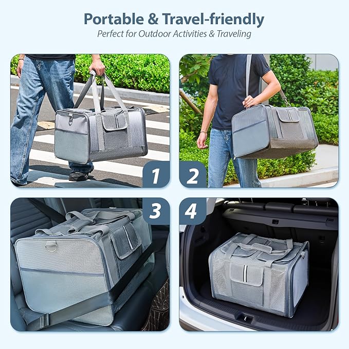 Cat Carrier for 2 Cats – Large Soft-Sided Pet Travel Carrier, Dual Compartments, Privacy Protection, Dog Carrier for Small/Medium Dogs, Home &amp; Outdoor Use