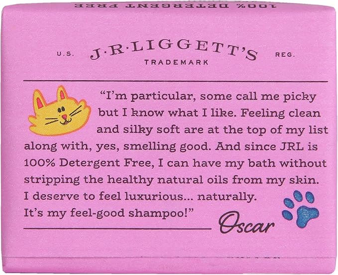 JR Liggett’s Natural Cat Shampoo Bar for Sensitive Skin - 100% Detergent Free, Non-GMO &amp; Biodegradable - Tear-Free, Hypoallergenic Formula Soothes Dry Itchy Skin - Safe for Puppies - 3.5 oz Bar