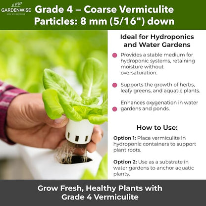 Organic Coarse Vermiculite for Indoor Gardening Plants and Mushrooms – Enhances Soil Aeration, Seed Germination, Rooting Cuttings – Small Packages and Bulk (Vermiculite Grade 4 – Coarse, 30 quarts)