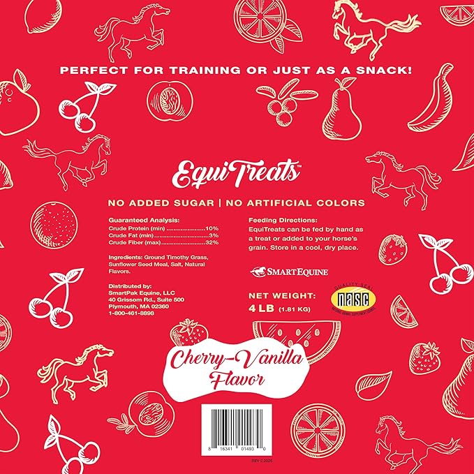 Uckele by SmartEquine Equi Treats Bite Sized Pellets | Horse Treats with No Added Sugar | Training &amp; Competition Reward | Made with Timothy Grass &amp; Sunflower Meal | Cherry-Vanilla, 4 lb