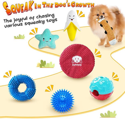 KIPRITII Puppy Toys for Dog Teething -25 Pack Various Puppy Chew Toys with Rope Toys, Dog Treat Balls &amp; Squeaky Toy for Puppy and Small Dogs