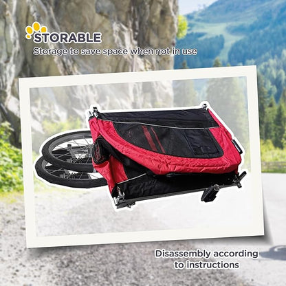 Aosom Dog Bike Trailer 2-in-1 Pet Stroller with Canopy and Storage Pockets