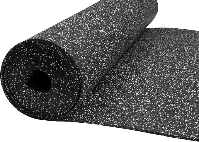 Playsafer Genaflex Rubber Gym Floor Mat, Heavy Duty Commercial Protective Gym Flooring Roll - 8mm Thick (10% Grey, 4&